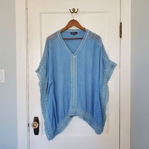 Orange Village Butterfly Lace Poncho – One Size – Denim Blue